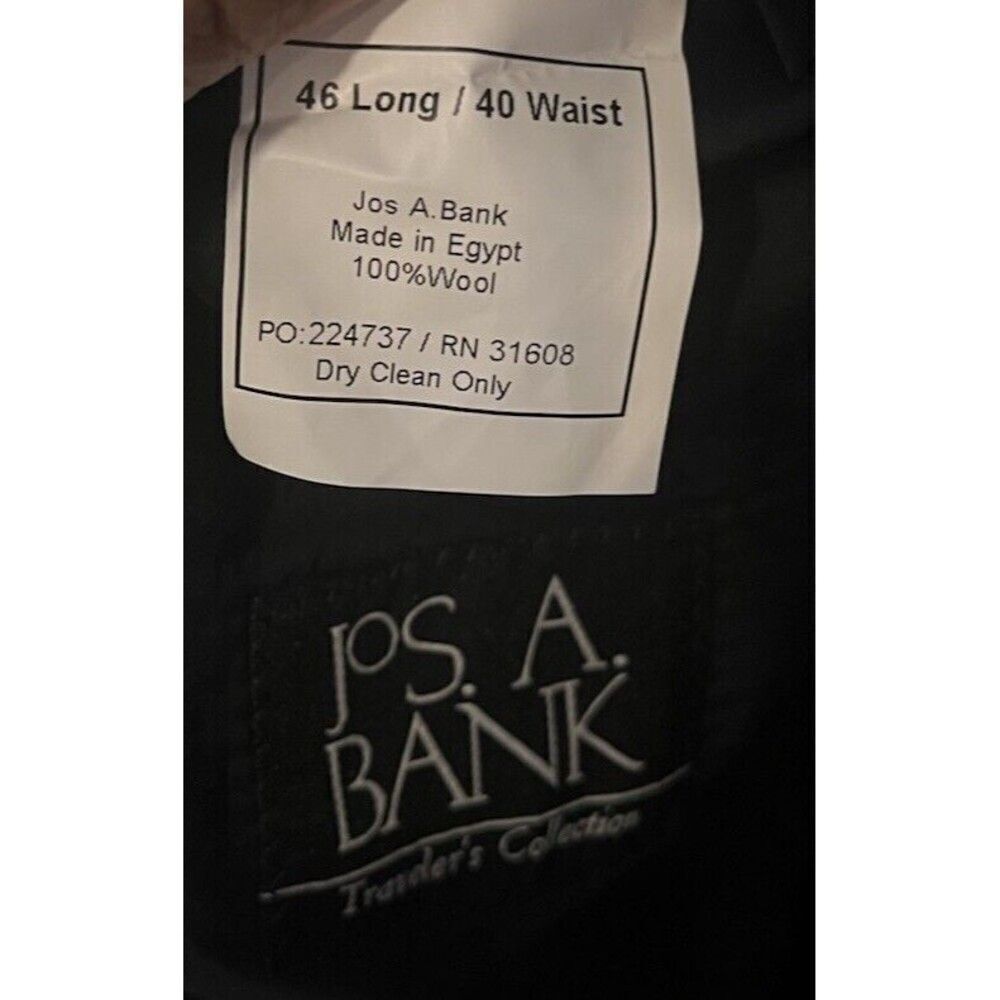 Jos A Bank Travelers Collection Tailored Fit Jacket Men Size 46L/40W Blue Gray - Picture 5 of 6